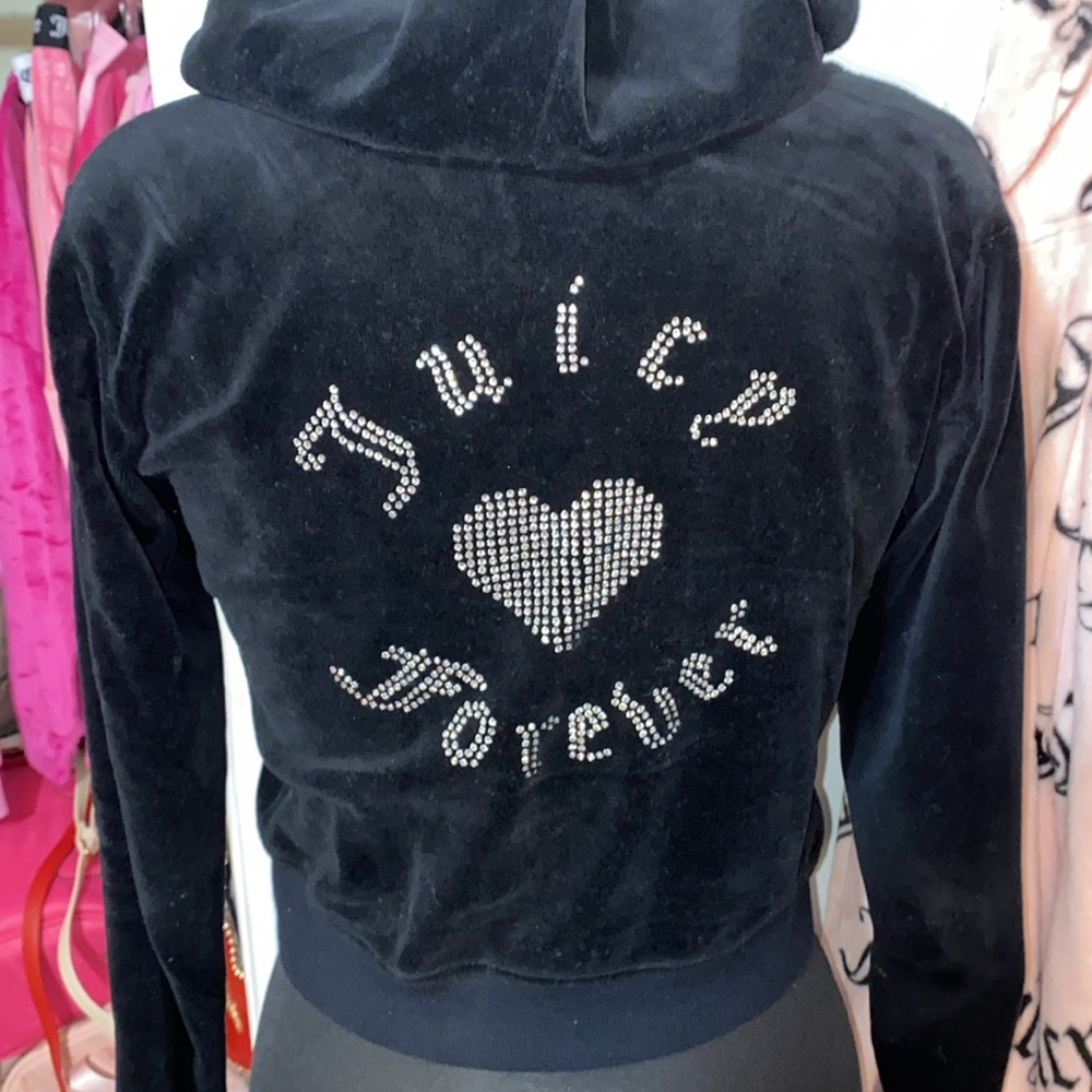 JUICY COUTURE X FOREVER 21 VELVET TRACKSUIT JACKET 🧥 🖤✨👑 RHINESTONE BLING